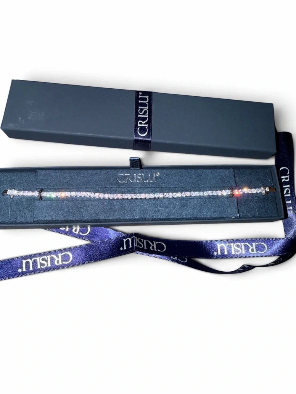 Crislu Sterling Silver White CZ Tennis Bracelet